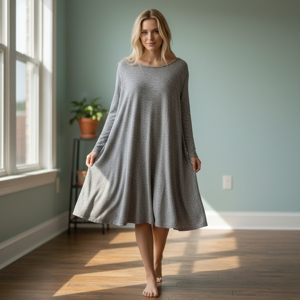 Max Studio Weekend Waffle-knit Thermal Texture Tunic Flowy Dress 2xl lightweight